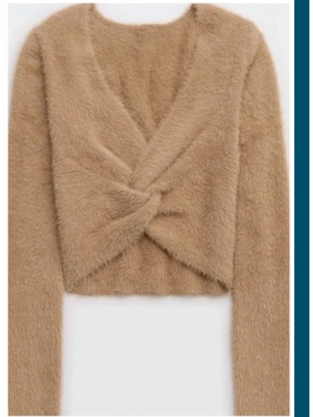 Aerie Fluffy-4-Ever Reversible Twist Sweater In Cappuccino Size S EUC